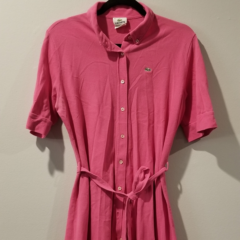 Pink Lacoste Shirt Dress - EU 46 = 13size